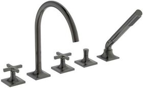 IDS Zweißriff-5-Loch-Badearmatur JOY NEO mit Auslauf, Kreuzgriffe magnetic grey IDEAL STANDARD