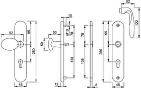 Schutzgarnitur Pisa M76G/361A/360/151 MS F49 92mm 67-72mm HOPPE