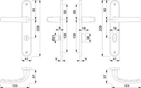 Langschildgarnitur Tôkyô M1710RH/265 MS F71 SK/OL 78mm DIN L/R HOPPE