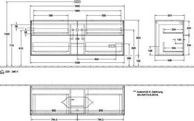 V&B Waschtischunterschrank FINION 1600x603x501mm AP Gl wh ma gls wh lacq.
