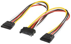 PC Y Stromkabel/Stromadapter, SATA 1x Buchse zu 2x Stecker, 0.2m- VPE: 1