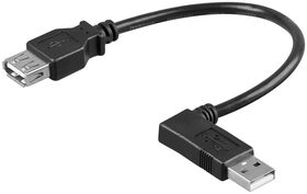 USB 2.0 Hi-Speed-Verlängerungskabel 90°, schwarz, 0.3m- VPE: 1