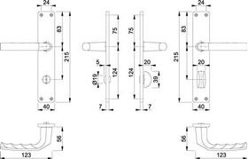 Langschildgarnitur Birm.1117/202SP Alu.F1 SK/OL 78mm DIN L/R HOPPE
