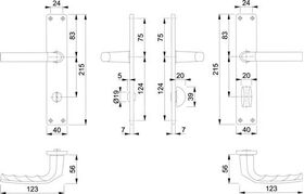 Langschildgarnitur Birm.1117/202SP Alu.F2 SK/OL 78mm DIN L/R HOPPE
