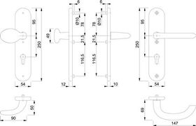 Schutzgarnitur Mar.76G/3331/3410/1138 Alu.F1 92mm 66-76mm HOPPE