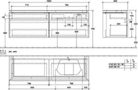 V&B Waschtischunterschrank LEGATO 1600x550x500mm m Be Glossy White