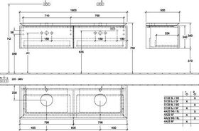 V&B Waschtischunterschrank LEGATO 1600x380x500mm Glossy White