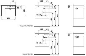 Laufen Waschtisch KARTELL 600x460mm Abl. li o ÜL 1 HL-Ausf. grau