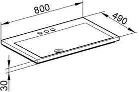 Keuco Mineralguss-WT ROYAL REFLEX m 3L-Boh we alpin 800x30x490mm KEUCO