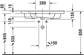 Duravit Möbelwaschtisch P3 Comforts m ÜL HLB 850x500mm ohne Hahnloch weiß