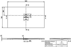 V&B Duschwanne SQUARO INFINITY R-eck1600x900x40mm grau