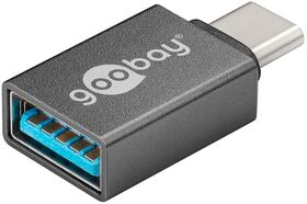 USB-C™/USB-A 3.0 OTG SuperSpeed-Adapter für Ladekabel, grau, Grau- VPE: 1