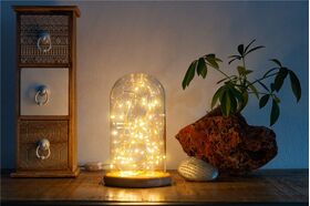 Glasglocke mit LED-Micro-Lichterkette- VPE: 1