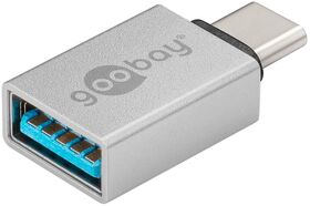 USB-C™/USB-A 3.0 OTG SuperSpeed-Adapter für Ladekabel, silber, Silber- VPE: 1