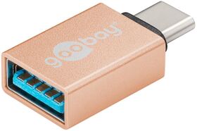 USB-C™/USB-A 3.0 OTG SuperSpeed-Adapter für Ladekabel, gold, Gold- VPE: 1