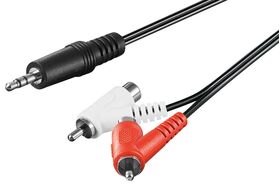 Audio Adapterkabel, 3,5 mm Stecker zu Cinch Stecker/Buchse, 1.5m- VPE: 1