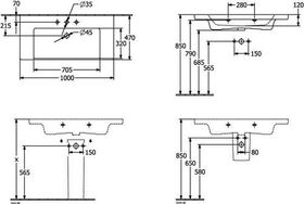V&B Schrankwaschtisch SUBWAY 3.0 1000x470mm o ÜL mit HL we