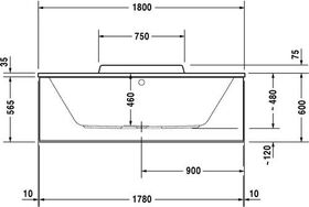 Duravit Rechteck-Badewanne DURASTYLE 2 Rückenschrägen 1800x800mm weiß