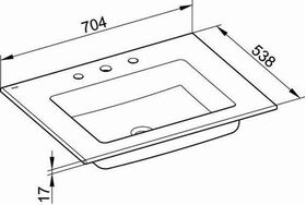 Keuco Keramik-Waschtisch ROYAL 60 704x17x538mm m 3L-Boh we KEUCO