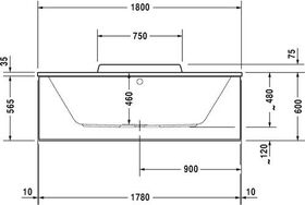 Duravit Rechteck-Whirlwanne DURASTYLE 180 l 180x80 we 2 RS Combi-System L