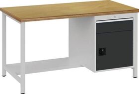 Werkbank grau lichtgrau B1500xH859xT750mm Buche Multiplex 40mm 1 Schubl.1 Tür