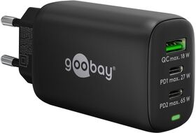USB-C™ PD GaN Multiport-Schnellladegerät (65 W) schwarz, schwarz- VPE: 1