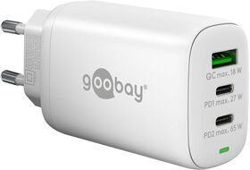 USB-C™ PD GaN Multiport-Schnellladegerät (65 W) weiß, Weiß- VPE: 1