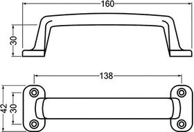 Handgriff A.30mm L.160mm B.42mm Alu-Guss silberf.elox.Löcher 4 HERMETA