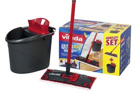VILEDA Bodenwischer 'Ultramax' Komplett-Set 1 x Eimer mit Wringer, 1 x 3-teiliger Stiel, 1 x Wischerplatte, 1 x Mikrofaser-Bezug