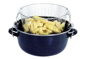 KARL KRÜGER Topf emailliert für Pommes Frites blau