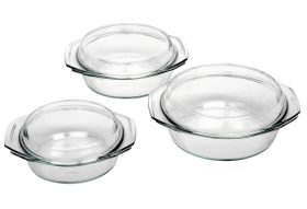 BOHEMIA CRISTAL Schüsselsatz 3-teilig, Schüssel und Deckel