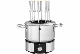 WMF Fondue Lono 0415130011 8 hochwertige Edelstahl-Fondue-Gabeln mit Farbmarkierung, Halterung für einzelne Fondue-Gabeln