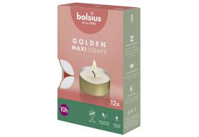 BOLSIUS  Maxi Teelichte 10Std gold 12St - 6 VPE