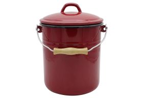KARL KRÜGER  Mülleimer m.D. Emaille 3l rot