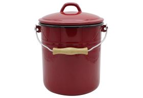 KARL KRÜGER  Mülleimer m.D. Emaille 5l rot