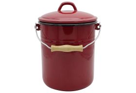 KARL KRÜGER  Mülleimer m.D. Emaille 10l rot