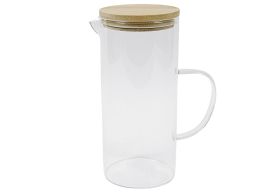 Glaskaraffe m. Bambusdeckel 1l - 6 VPE