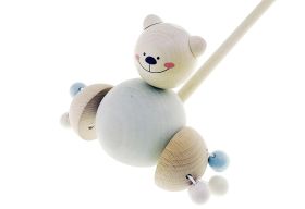 Hess  Schiebe-Bär Natur rose/bleu