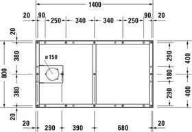 Duravit Fußgestell für Duschwanne Tempano 1400x800mm