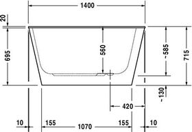 Duravit Rechteck-Badewanne DURASTYLE 1400x800mm weiß