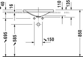 Duravit Einbauwaschtisch P3 Comforts o ÜL HLB 550x360mm ohne Hahnloch weiß WG