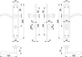 Langschildgarnitur Almeria M166SN/2700 MS F71 SK/OL 78mm DIN L HOPPE