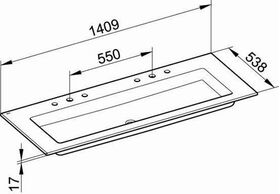 Keuco Keramik-Doppelwaschtisch ROYAL 60 1409x17x538mm m 2x3L-Boh we KEUCO