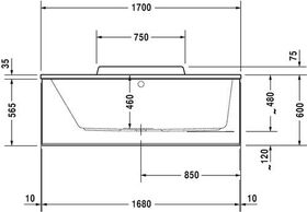 Duravit Rechteck-Whirlwanne DURASTYLE 170 l 170x75 we 1 RS links Air-System