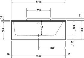 Duravit Rechteck-Whirlwanne DURASTYLE 170 l 170x75 we 1 RS re Combi-System P