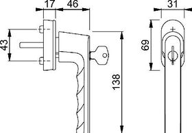 Fenstergriff Hamburg 0700S/UD9020 Alu.F9016/verkehrsweiß 32-42mm abschl.HOPPE
