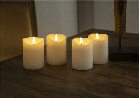 4er-Set LED-Echtwachskerzen, weiß- VPE: 1