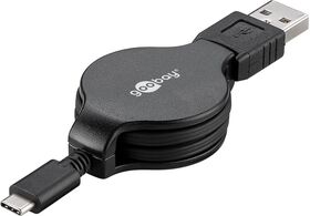 USB-C™ Lade- und Synchronisationskabel, ausziehbar- VPE: 1