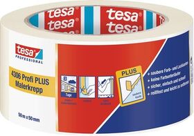 Malerkreppband 4306 Profi PLUS leicht gekreppt hellbeige L.50m B.50mm Rl.TESA - VPE: 6