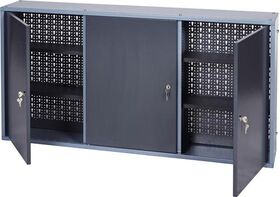 Werkzeugschrank H600xB1200xT200mm silber anth.3 Lochrückwände,3 Türen